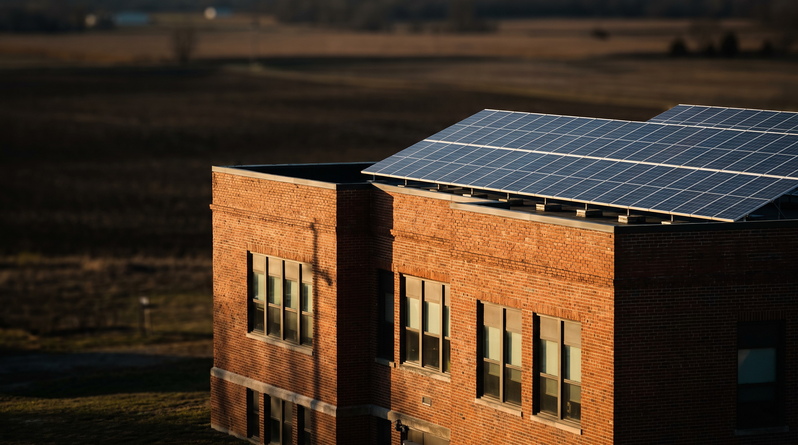 Solar panels installed at a rural public school